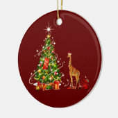 Giraffe met Pet LIGHTS Kerstmis Keramisch Ornament (Links)