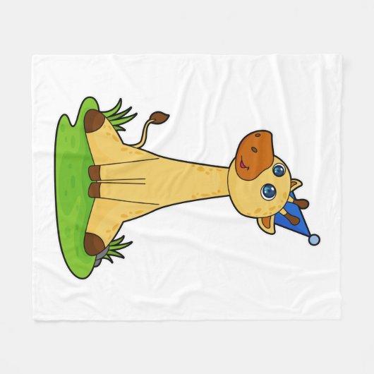 Giraffe met pet van de partij fleece deken (Voorkant (Horizontaal))