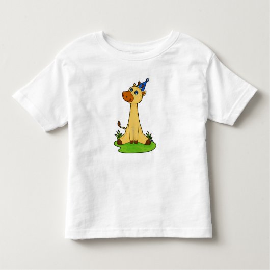 Giraffe met pet van de partij kinder shirts (Voorkant)