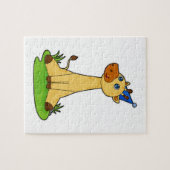 Giraffe met pet van de partij legpuzzel (Horizontaal)