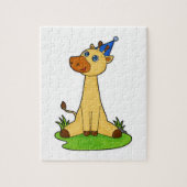 Giraffe met pet van de partij legpuzzel (Verticaal)