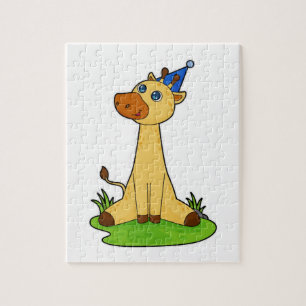 Giraffe met pet van de partij legpuzzel