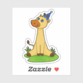 Giraffe met pet van de partij sticker (Vel)