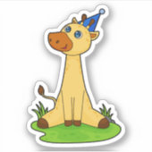 Giraffe met pet van de partij sticker (Voorkant)