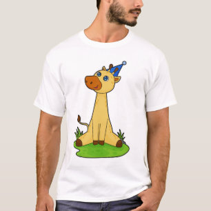 Giraffe met pet van de partij t-shirt