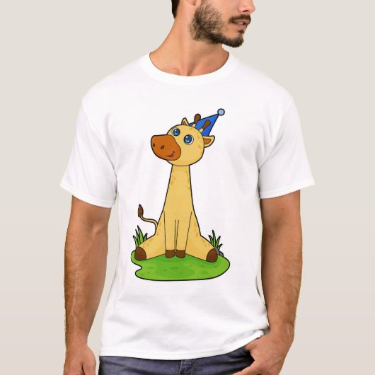 Giraffe met pet van de partij t-shirt (Voorkant)
