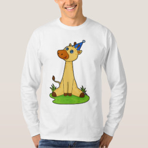 Giraffe met pet van de partij t-shirt