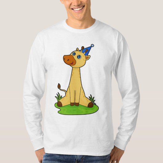 Giraffe met pet van de partij t-shirt (Voorkant)