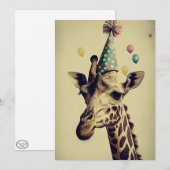 Giraffe met Pet van partij Vat Wenskaart Bedankkaart (Voorkant / Achterkant)
