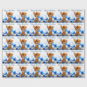 Giraffe met polka stip bow Happy Verjaardag Cadeaupapier (Vlak)