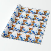 Giraffe met polka stip bow Happy Verjaardag Cadeaupapier (Uitgerold)