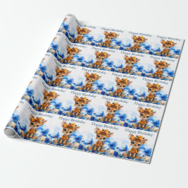 Giraffe met polka stip bow Happy Verjaardag Cadeaupapier