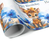 Giraffe met polka stip bow Happy Verjaardag Cadeaupapier (Rol Hoek)