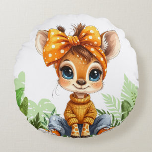 Giraffe met polka stip vlinderdas jungle rond kussen