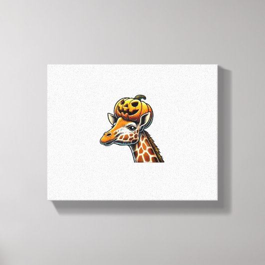 Giraffe met pompoen hoed Halloween ontwerp Canvas Afdruk (Voorkant)