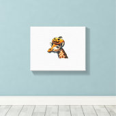 Giraffe met pompoen hoed Halloween ontwerp Canvas Afdruk (Insitu (Houten vloer))