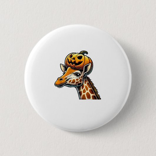 Giraffe met pompoen Pet Halloween Design Ronde Button 5,7 Cm (Voorkant)