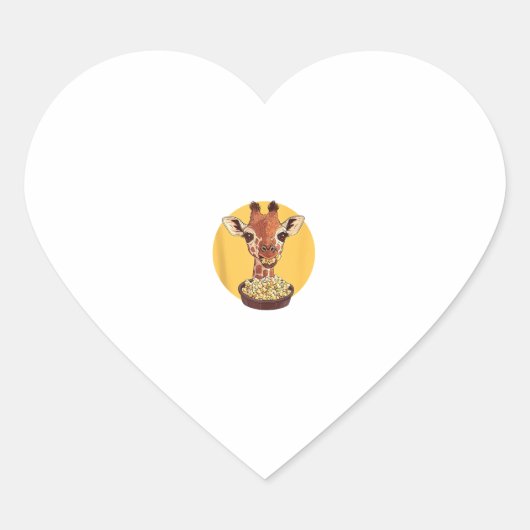 Giraffe met popcorn Cartoon dierlijke Humor Hart Sticker (Voorkant)