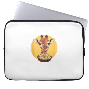 Giraffe met popcorn Cartoon dierlijke Humor Laptop Sleeve