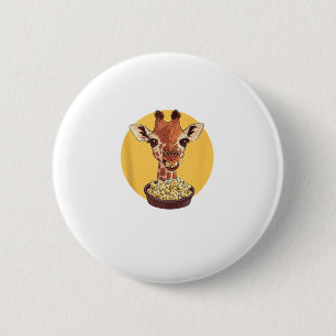 Giraffe met popcorn Cartoon dierlijke Humor Ronde Button 5,7 Cm