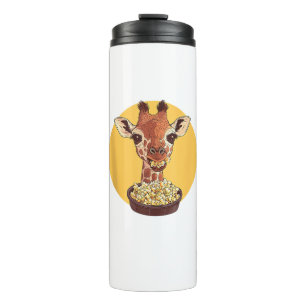 Giraffe met popcorn Cartoon dierlijke Humor Thermosbeker