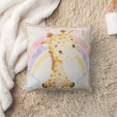 Giraffe met Rainbow Puffy Clouds Hearts Kussen (Deken)