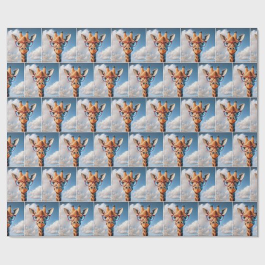 Giraffe met rode bril cadeaupapier (Vlak)