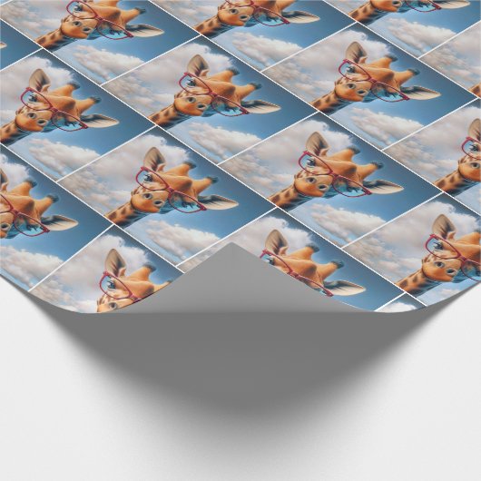 Giraffe met rode bril cadeaupapier (Hoek)