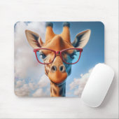 Giraffe met rode bril muismat (Met muis)