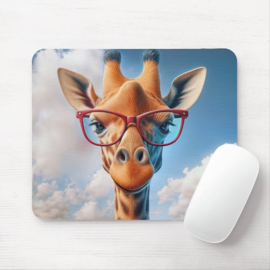 Giraffe met rode bril muismat (Met muis)