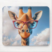 Giraffe met rode bril muismat (Voorkant)