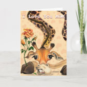 Giraffe met Roos Grappige Moederdag Kaart (Voorkant)
