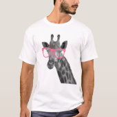 Giraffe met roze bril Cute Funny T-shirt (Voorkant)