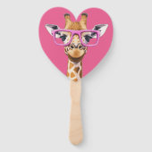 Giraffe met Roze Bril Favors (donkerroze bg) Handwaaier (Achterkant)