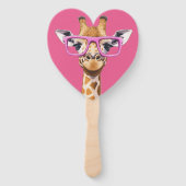 Giraffe met Roze Bril Favors (geel bg) Handwaaier (Achterkant)