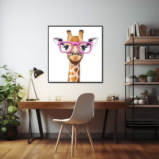 Giraffe met roze bril Poster