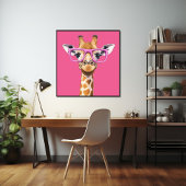 Giraffe met roze bril Poster
