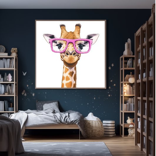 Giraffe met roze bril Poster