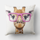 Giraffe met roze bril Sierkussen (Achterkant)
