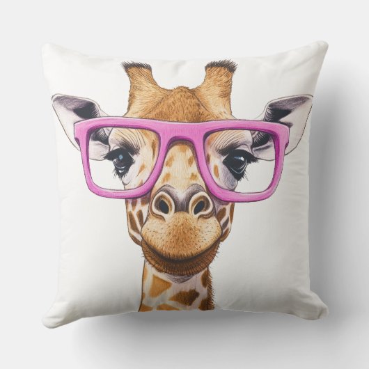 Giraffe met roze bril Sierkussen (Achterkant)