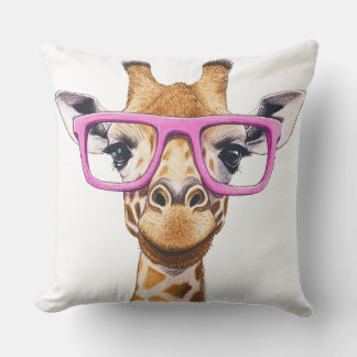 Giraffe met roze bril Sierkussen