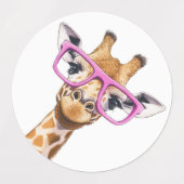 Giraffe met Roze Bril Sticker Set Schattig Dier (Design 1)