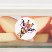 Giraffe met Roze Bril Sticker Set Schattig Dier (Aangebracht)