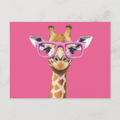 Giraffe met roze bril uitnodiging briefkaart (Voorkant)
