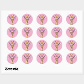Giraffe met Roze Brillen Licht Roze BG Sticker (Vel)