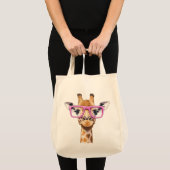 Giraffe met roze Canvas tas (Voorkant (product))