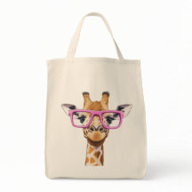 Giraffe met roze Canvas tas