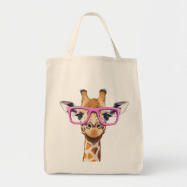 Giraffe met roze Canvas tas