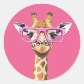 Giraffe met roze Sticker (Voorkant)
