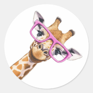 Giraffe met roze Sticker